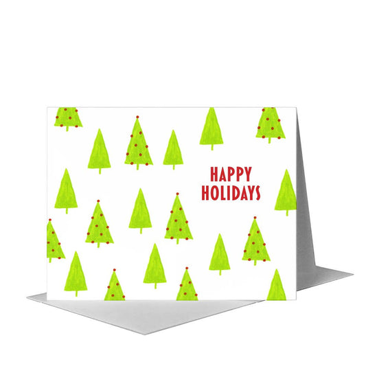 Trees with Ornaments, Greeting Card (#7548E) A2 Card Front, www.printedcanvas.com