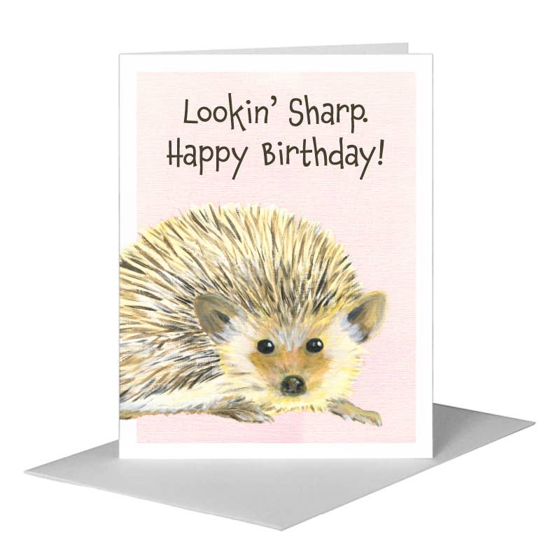 Roundy Hedgehog, Greeting Card (#8417A) A2 Card Front, www.printedcanvas.com
