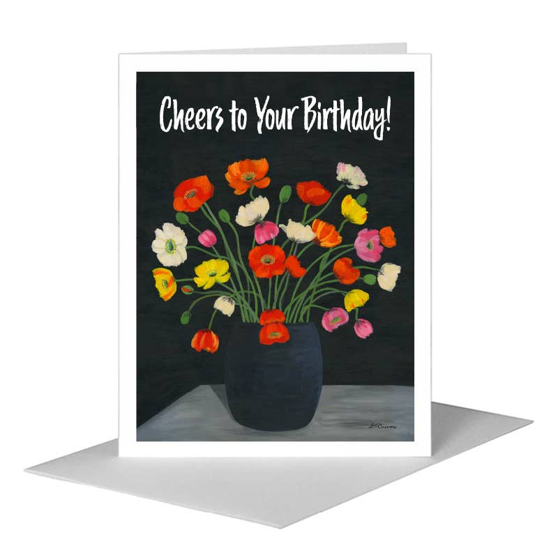 Poppies in Vase, Greeting Card (#7644B), A2 Card Front, www.printedcanvas.com
