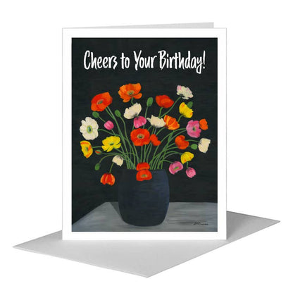 Poppies in Vase, Greeting Card (#7644B), A2 Card Front, www.printedcanvas.com