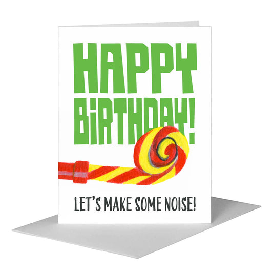 Party Blower Striped, Greeting Card (#8500D) A2 Card Front, www.printedcanvas.com