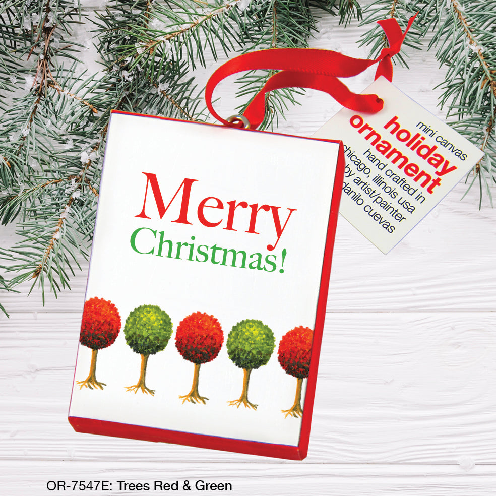Trees Red & Green, Ornament (OR-7547E), Front, printedcanvas.com