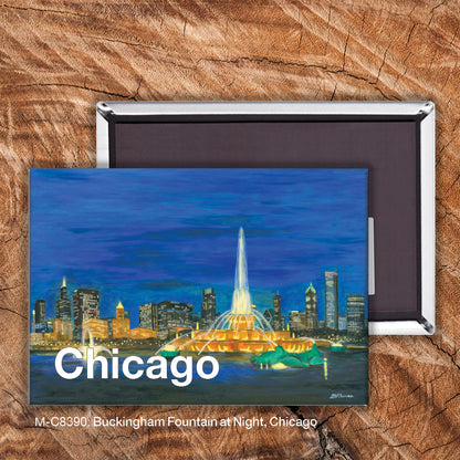 Buckingham Fountain at Night, Chicago, Magnet (M-8390A), front, printedcanvas.com