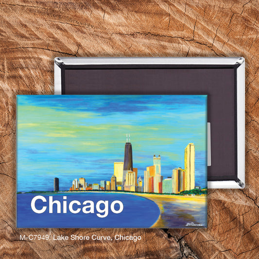 Lake Shore Curve, Chicago, Magnet (M-7949), Front, printedcanvas.com