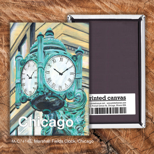 Marshall Fields Clock, Chicago, Magnet (M-7414E), Front, printedcanvas.com