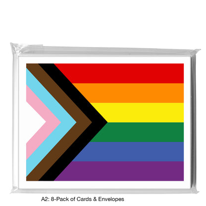 Flag of Pride Progress, Greeting Card (8686B), A2 Card 8-Pack, www.printedcanvas.com