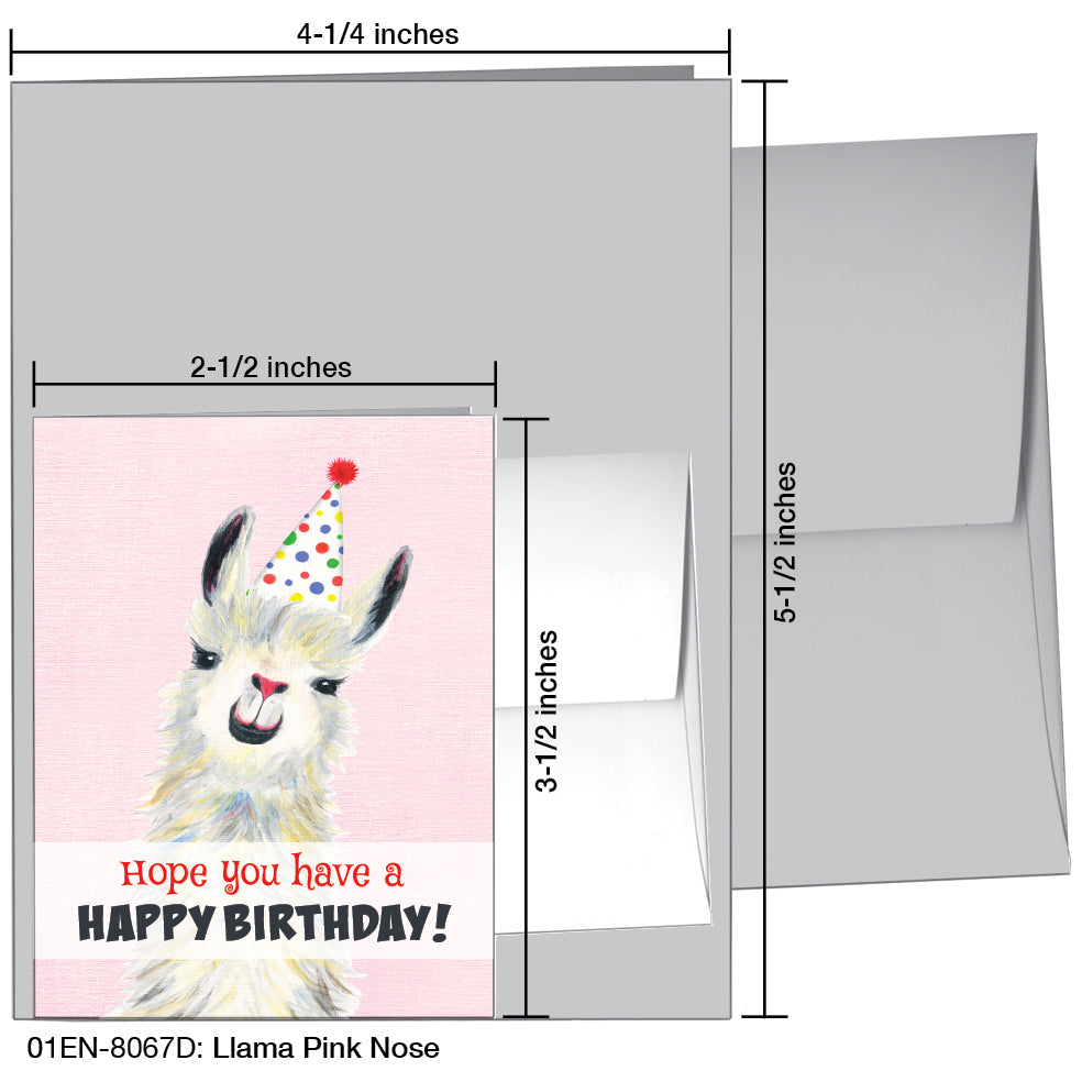 Llama Pink Nose, Greeting Card (8067D), Enclosure, printedcanvas.com