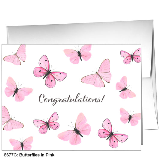 Butterflies in Pink, Greeting Card (8677C), A2, printedcanvas.com