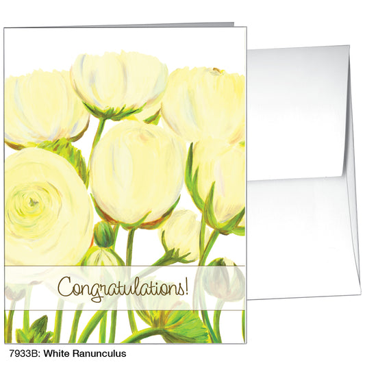 White Ranunculus, Greeting Card (7933B), A2, printedcanvas.com