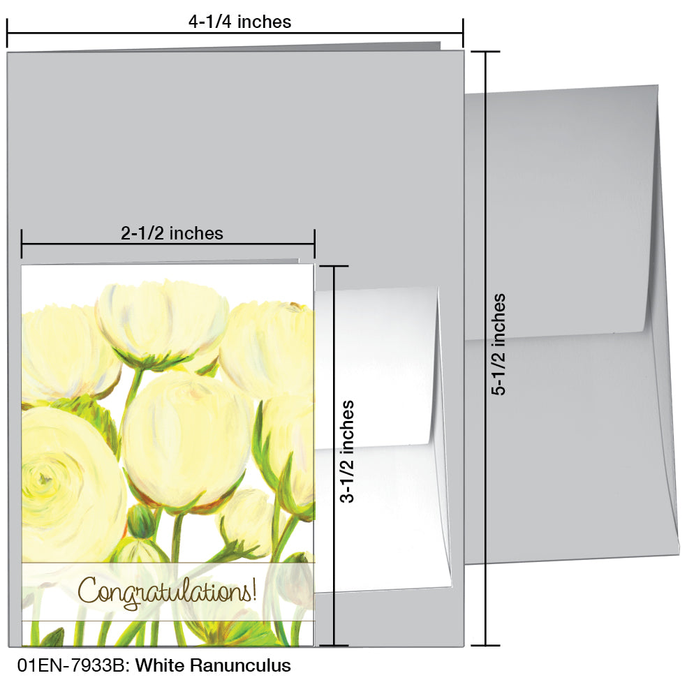 White Ranunculus, Greeting Card (7933B), Enclosure, printedcanvas.com