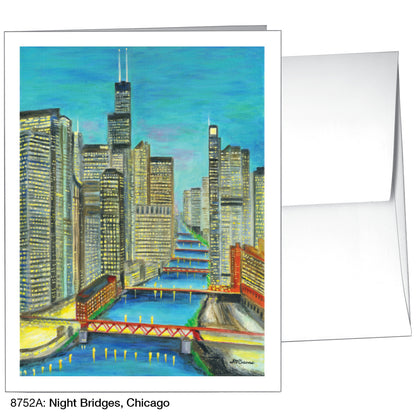 Night Bridges, Chicago, Greeting Card (8752A), A2 Card Front, www.printedcanvas.com