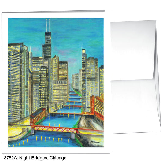 Night Bridges, Chicago, Greeting Card (8752A), A2, printedcanvas.com