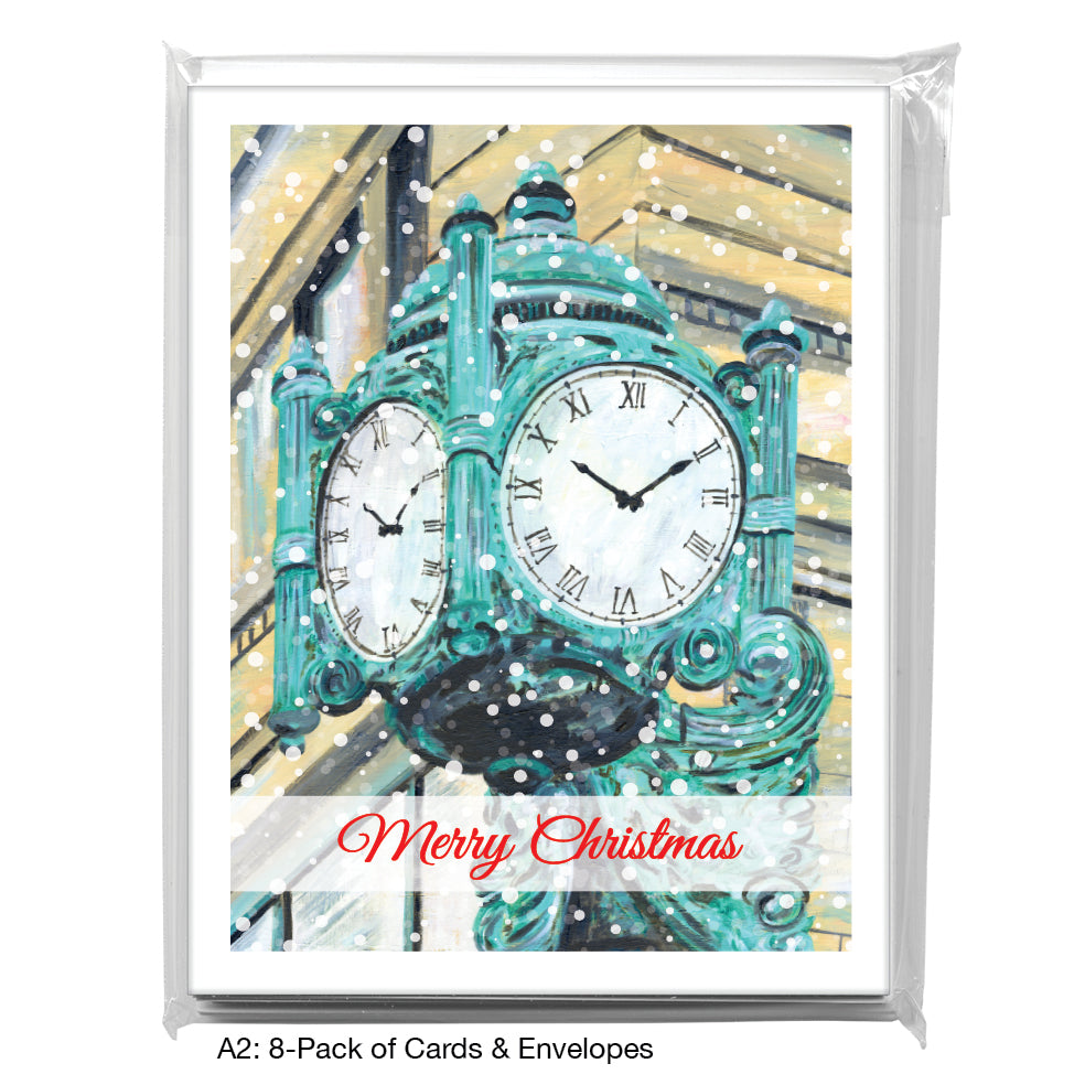 Marshall Fields Clock, Chicago, Greeting Card (7414C), A2 Card 8-Pack, www.printedcanvas.com