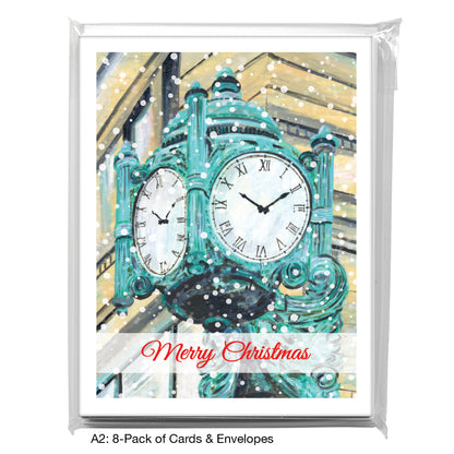 Marshall Fields Clock, Chicago, Greeting Card (7414C), A2 Card 8-Pack, www.printedcanvas.com