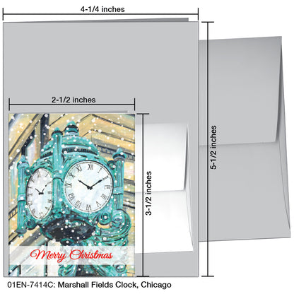 Marshall Fields Clock, Chicago, Greeting Card (7414C), Enclosure Card, www.printedcanvas.com