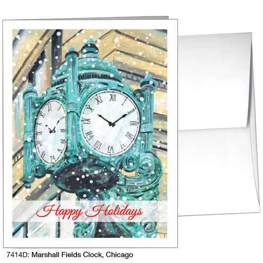 Marshall Fields Clock, Chicago, Greeting Card (7414D), A2 Card, printedcanvas.com