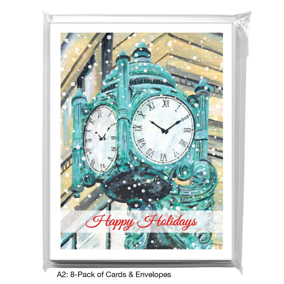 Marshall Fields Clock, Chicago, Greeting Card (7414D), A2 Card 8-Pack, www.printedcanvas.com