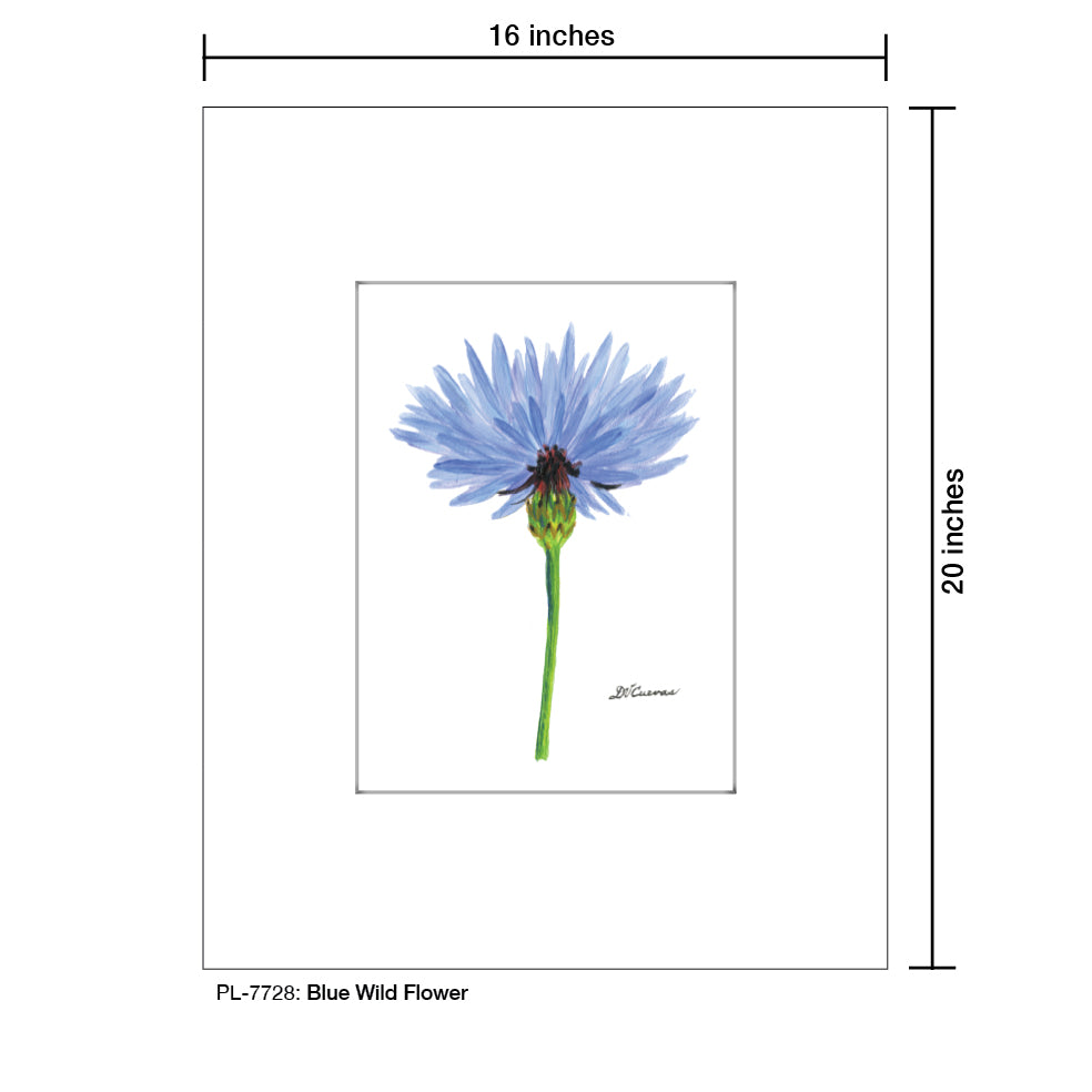 Blue Wild Flower Stem, Print (#7728) - Printed Canvas