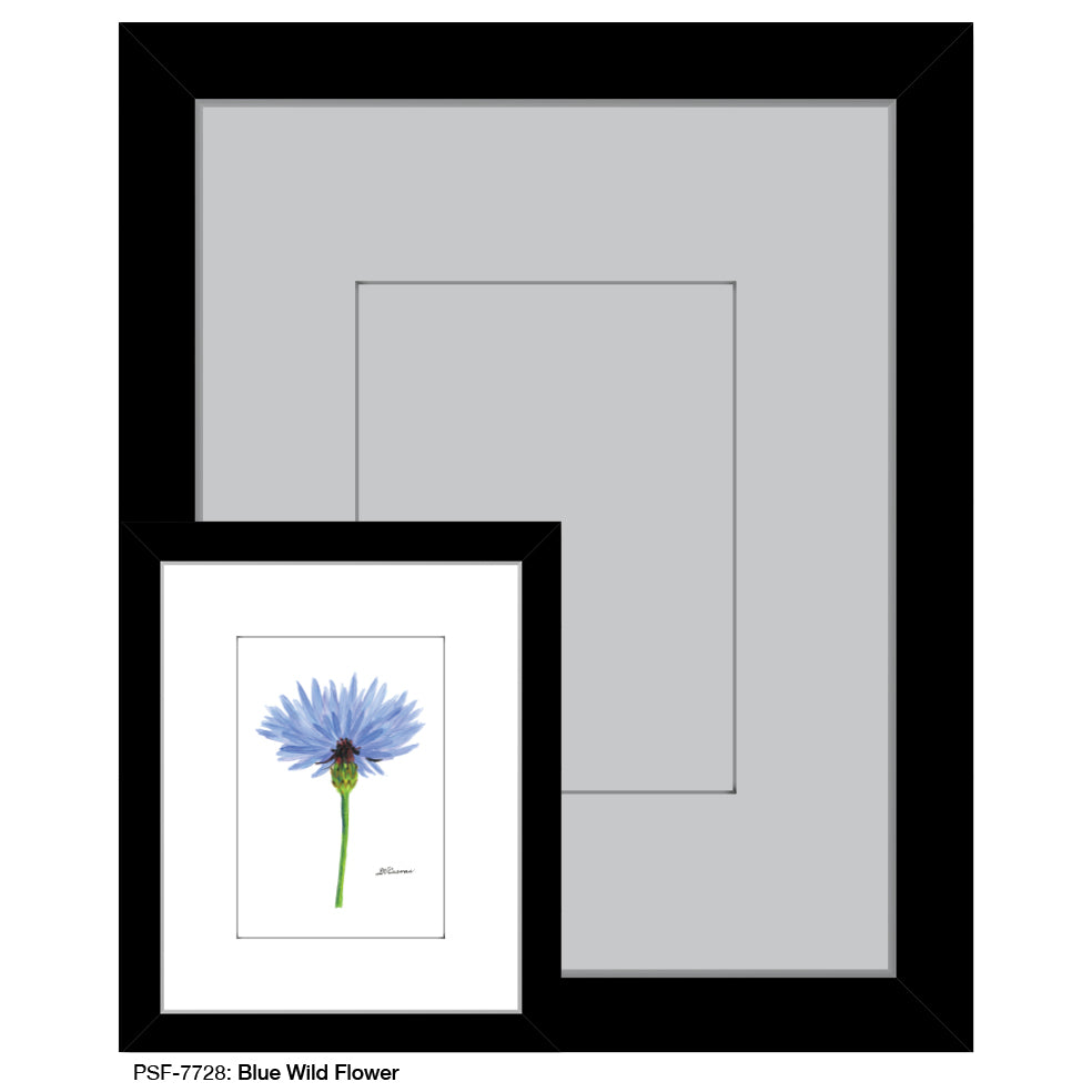 Blue Wild Flower Stem, Print (#7728) - Printed Canvas