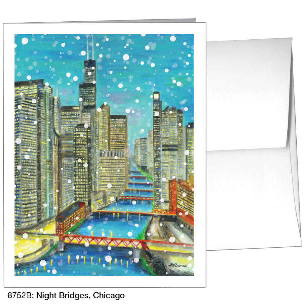 Night Bridges, Chicago, Greeting Card (8752B), A2, printedcanvas.com