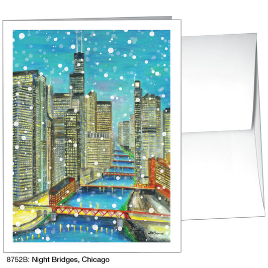 Night Bridges, Chicago, Greeting Card (8752B), A2, printedcanvas.com