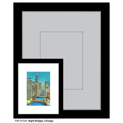 Night Bridges, Chicago, Print (#8752A), Print Matted, www.printedcanvas.com