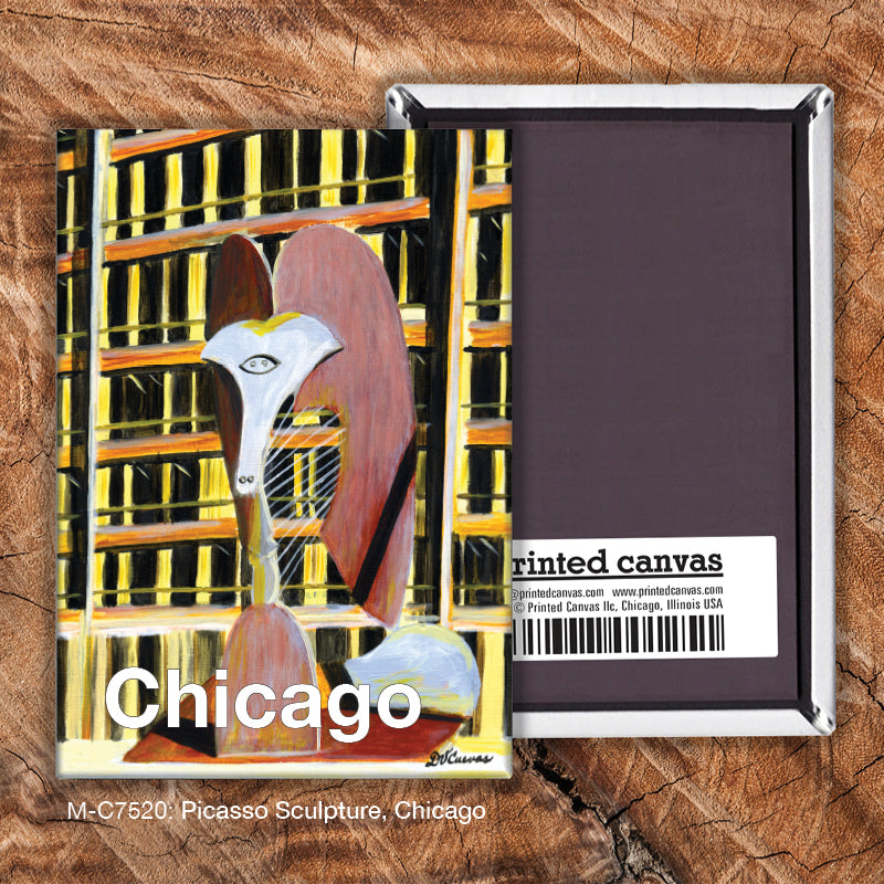 Picasso Sculpture, Chicago, Magnet (M-7520), Front, printedcanvas.com