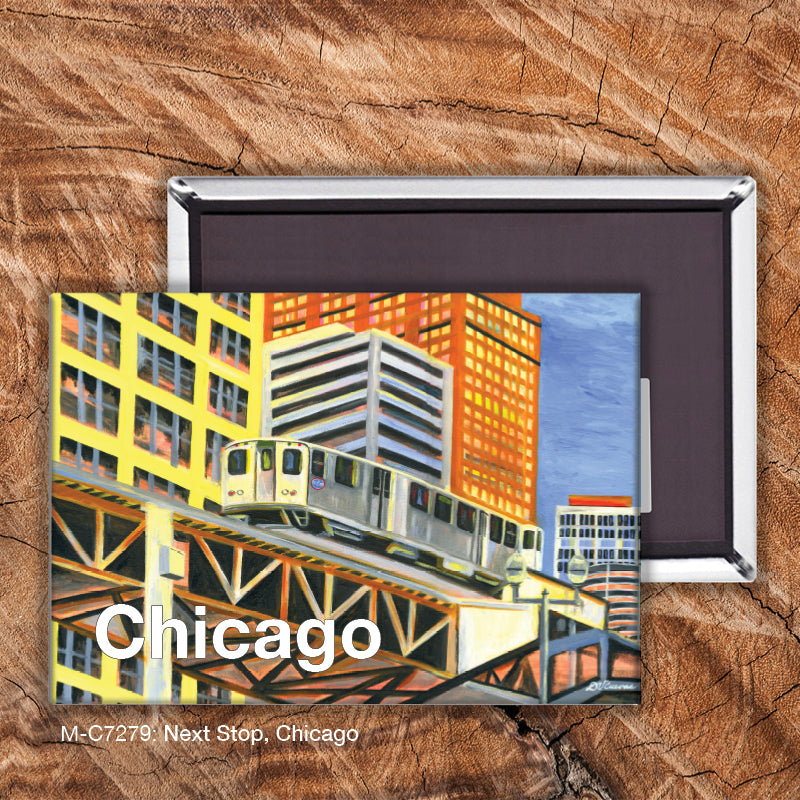 Next Stop, Chicago, Magnet (M-7279B), front, printedcanvas.com