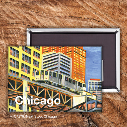 Next Stop, Chicago, Magnet (M-7279B), front, printedcanvas.com