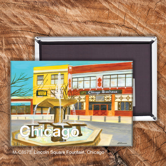 Lincoln Square Fountain, Chicago, Magnet (M-8573A), front, printedcanvas.com