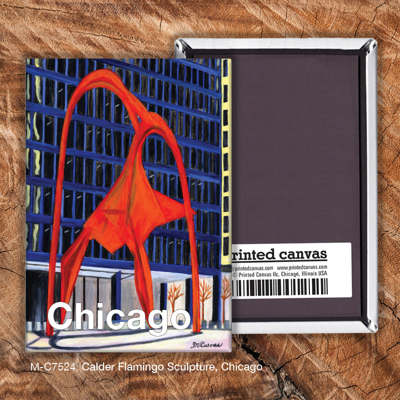 Calder Flamingo Sculpture, Chicago, Magnet (M-7524), Front, printedcanvas.com