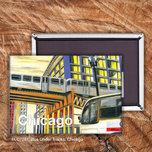 Bus Under Tracks, Chicago, Magnet (M-7281A), front, printedcanvas.com