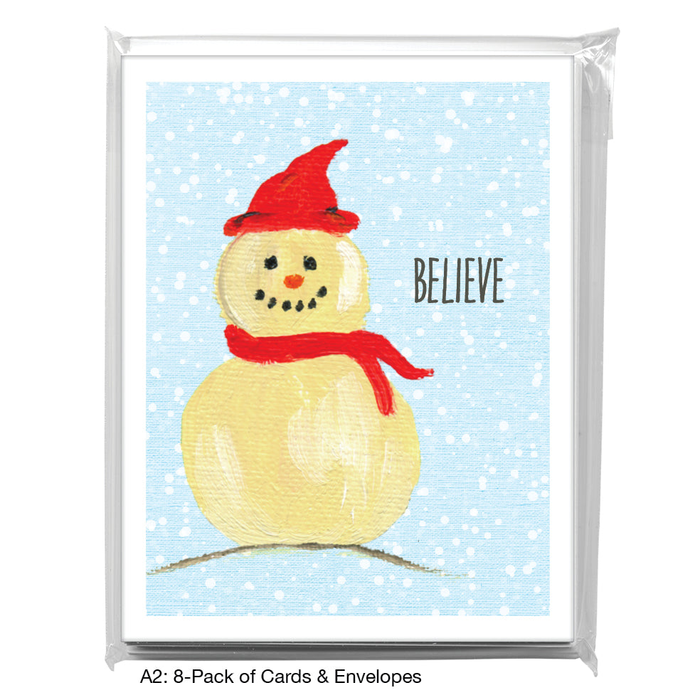 Snowman - Scarf, Greeting Card (7532C), A2 8-Pack, printedcanvas.com