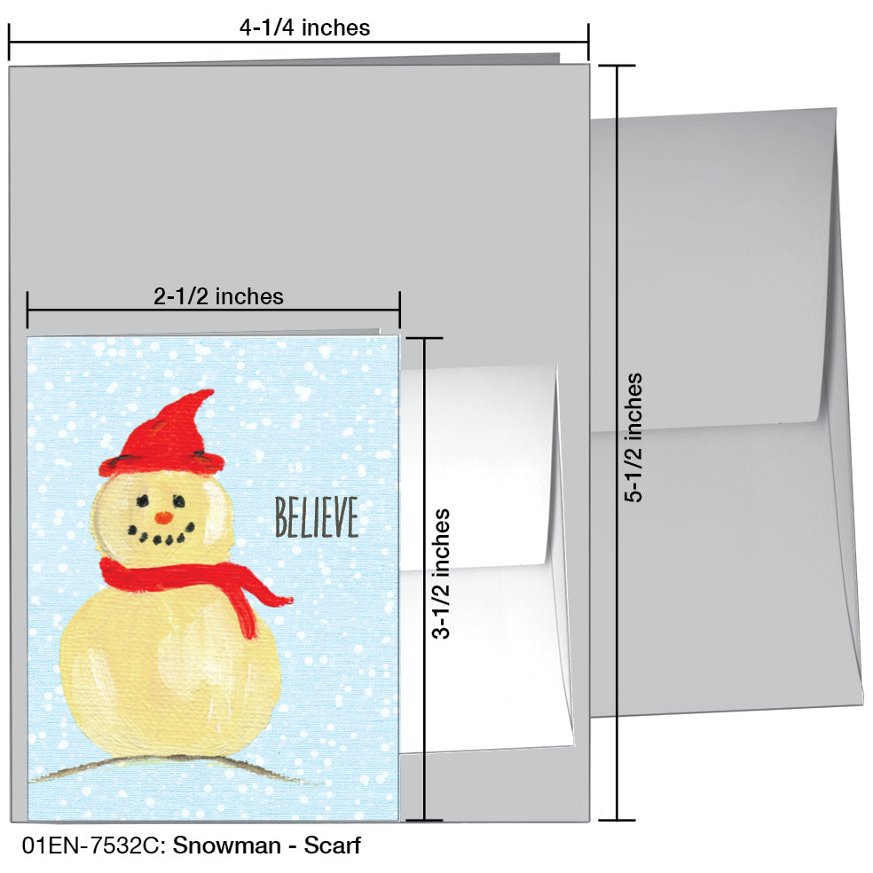 Snowman - Scarf, Greeting Card (7532C), Enclosure, printedcanvas.com
