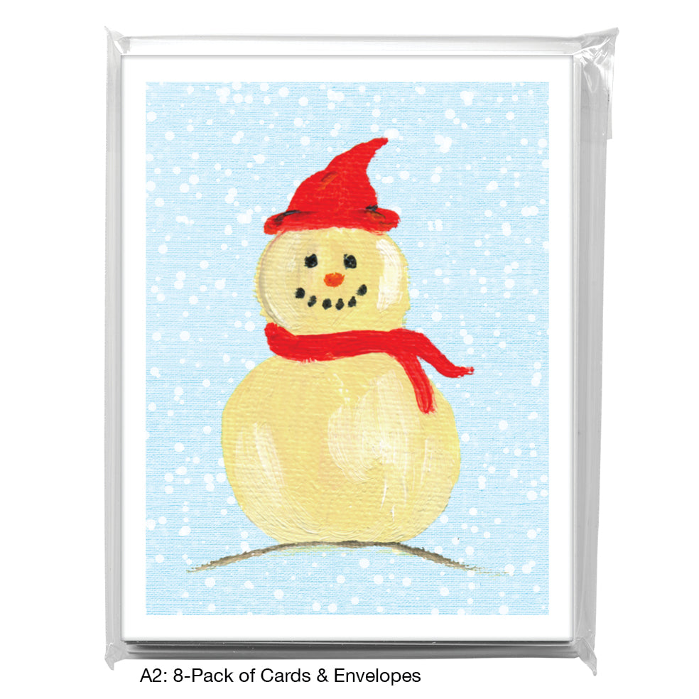 Snowman - Scarf, Greeting Card (7532D), A2 8-Pack, printedcanvas.com