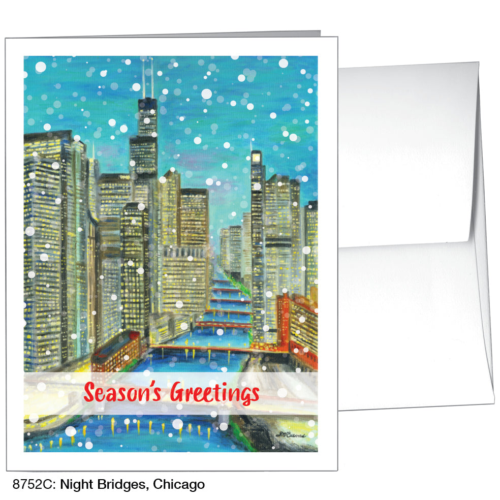 Night Bridges, Chicago, Greeting Card (8752C), A2 Card, www.printedcanvas.com
