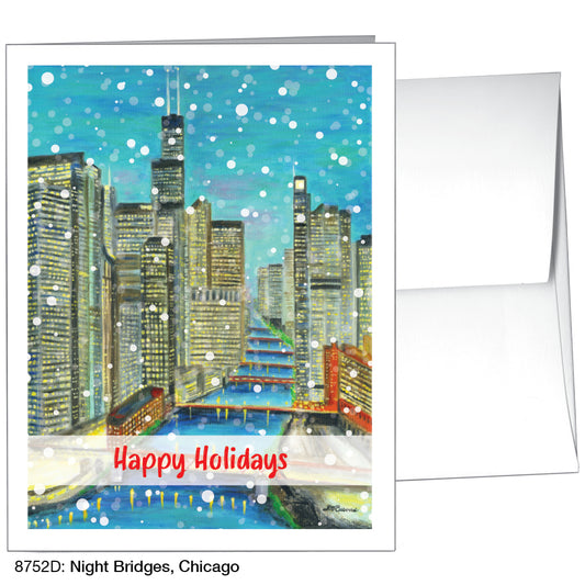 Night Bridges, Chicago, Greeting Card (8752D), A2 Card Front, www.printedcanvas.com