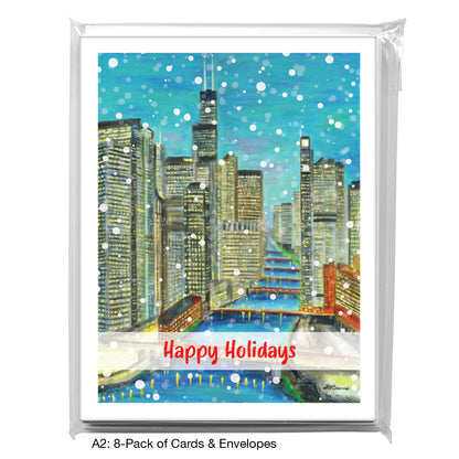 Night Bridges, Chicago, Greeting Card (8752D), A2 Card 8-Pack, www.printedcanvas.com
