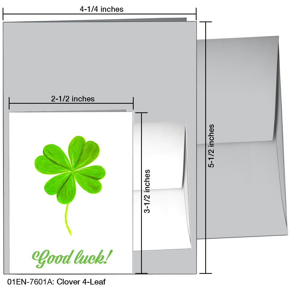 Clover 4-Leaf, Greeting Card (7601A), Enclosure, printedcanvas.com