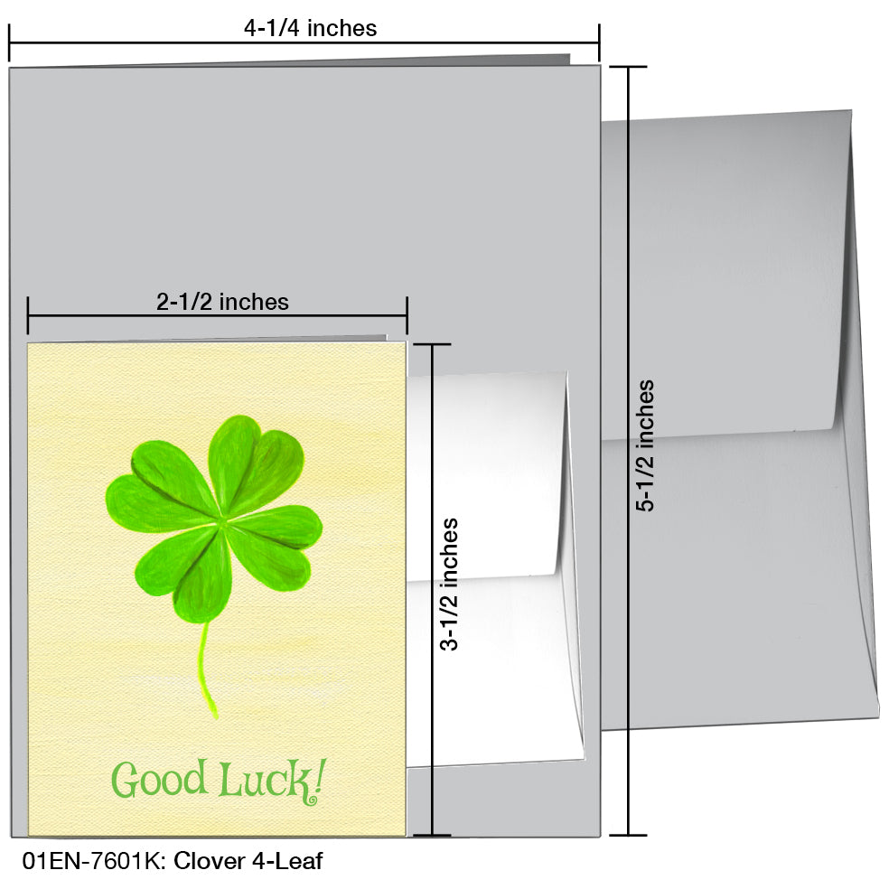 Clover 4-Leaf, Greeting Card (7601K), Enclosure, printedcanvas.com