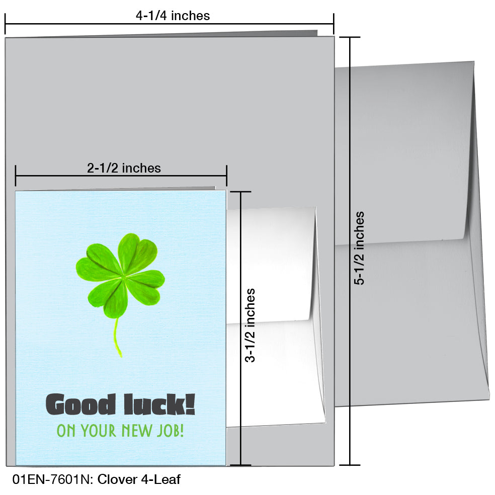 Clover 4-Leaf, Greeting Card (7601N), Enclosure, printedcanvas.com