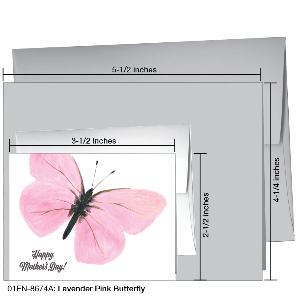 Lavender Pink Butterfly, Greeting Card (8674A), Enclosure Card, www.printedcanvas.com