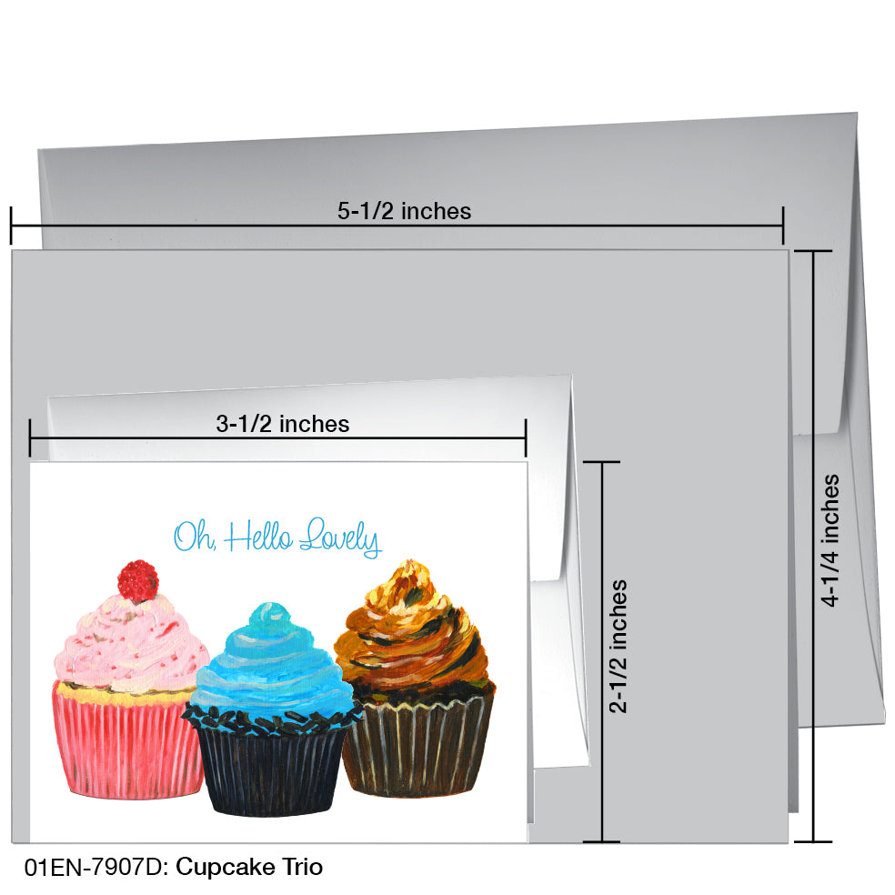 Cupcake Trio, Greeting Card (7907D), Enclosure, printedcanvas.com