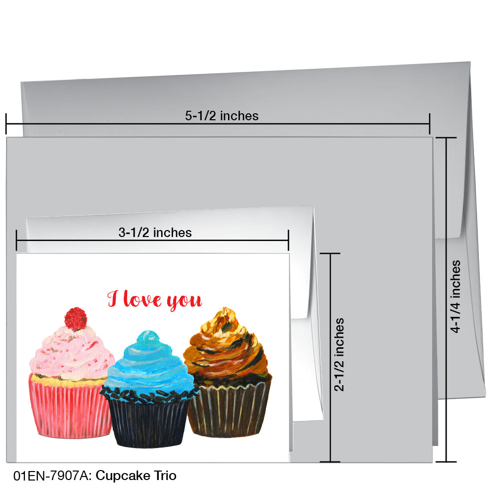 Cupcake Trio, Greeting Card (7907A), Enclosure, printedcanvas.com