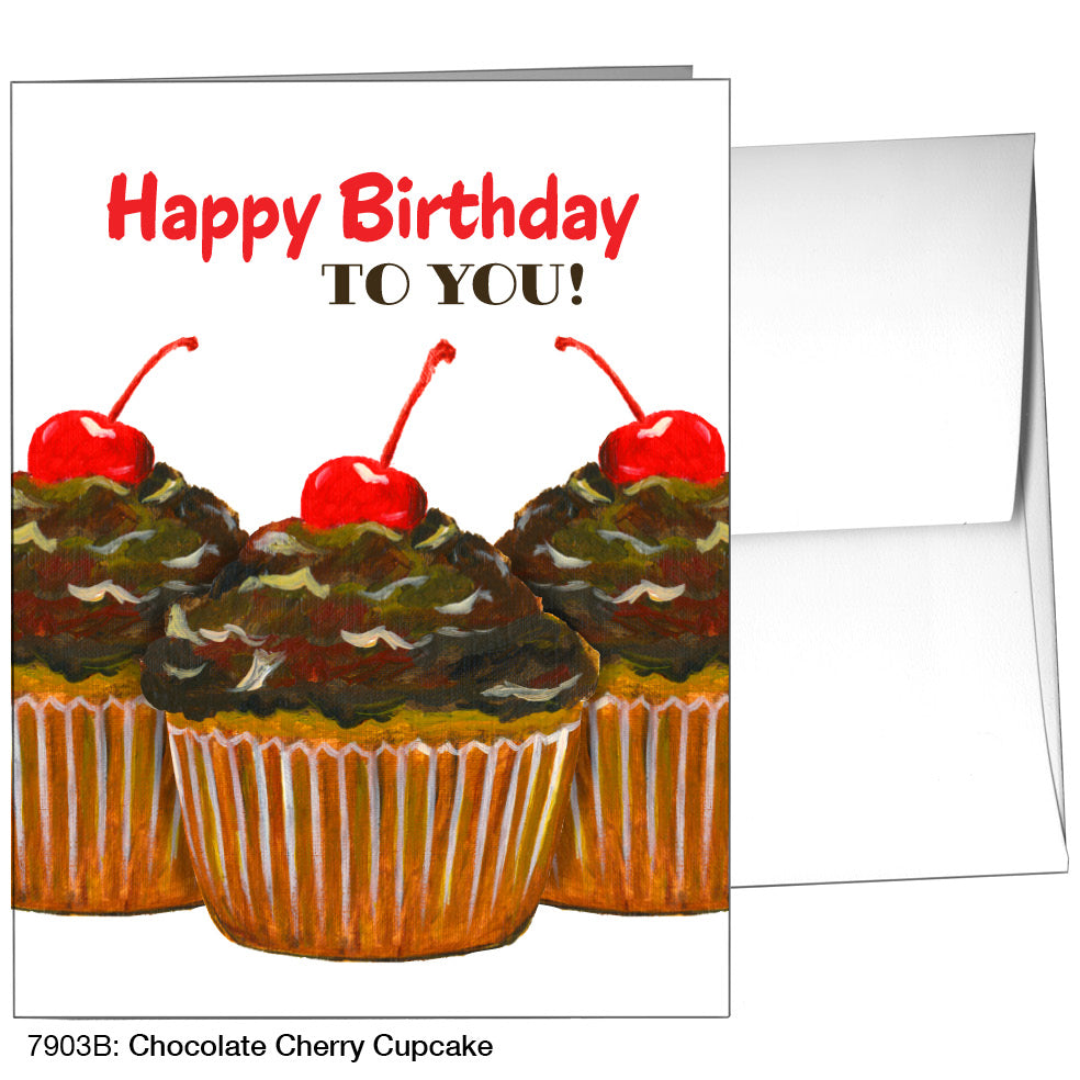 Chocolate Cherry Cupcake, Greeting Card (7903B), A2 Card, www.printedcanvas.com