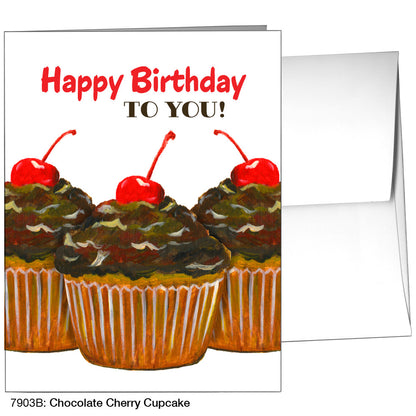 Chocolate Cherry Cupcake, Greeting Card (7903B), A2 Card, www.printedcanvas.com