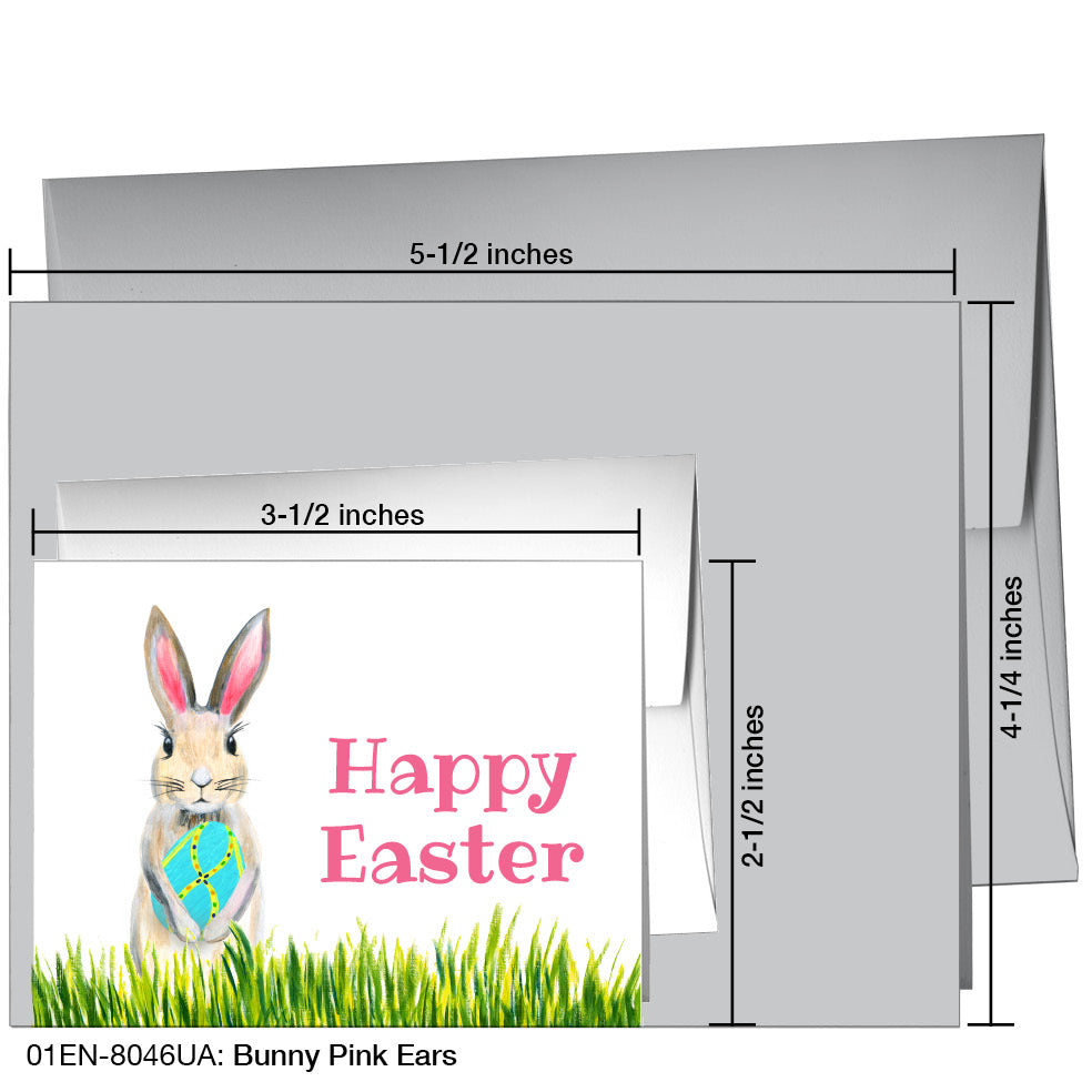 Bunny Pink Ears, Greeting Card (8046UA), Enclosure Card, printedcanvas.com
