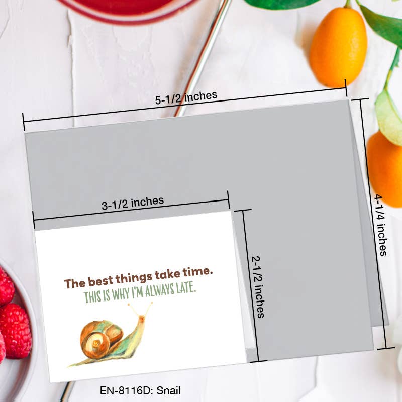 Snail, Greeting Card (8116D), Enclosure, www.printedcanvas.com