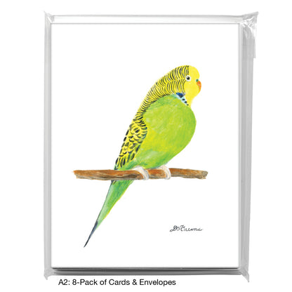 Parakeet Green, Greeting Card (8781A), A2 Card 8-Pack, www.printedcanvas.com