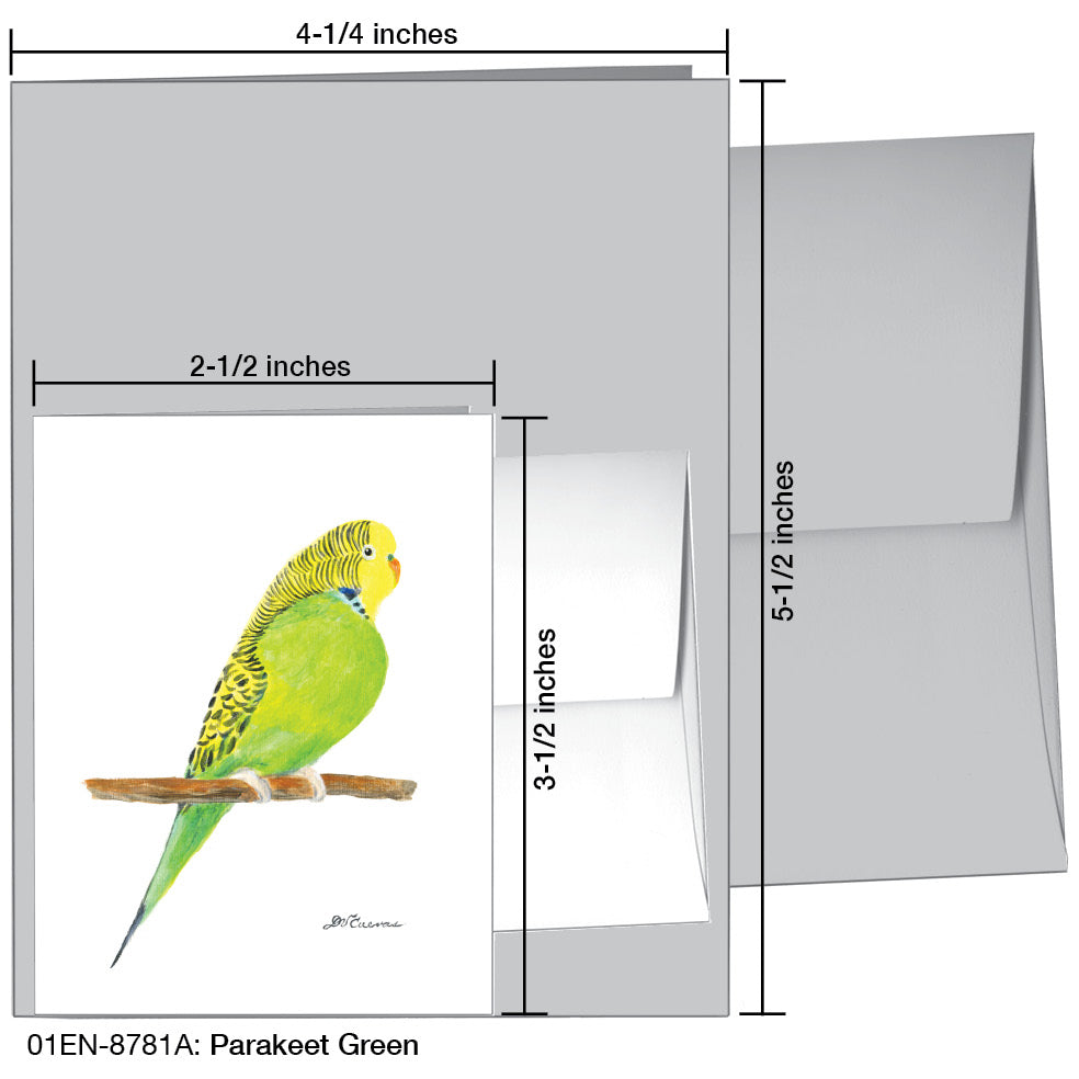 Parakeet Green, Greeting Card (8781A), Enclosure Card, www.printedcanvas.com